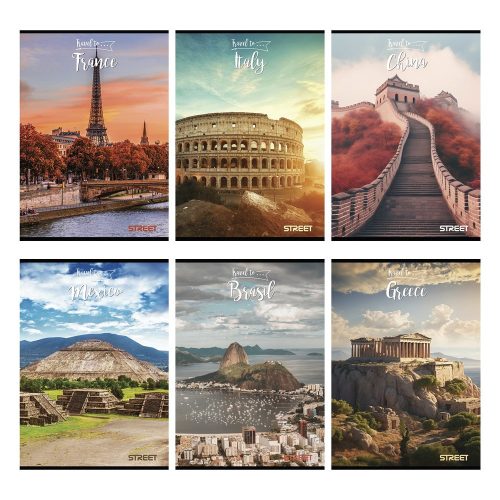 Füzet vonalas STREET A/4 54 lapos Travel