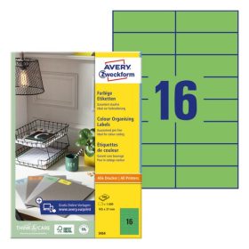   Etikett AVERY 3454 105x37mm univerzális zöld 1600 címke/doboz 100 ív/doboz