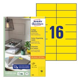   Etikett AVERY 3455 105x37mm univerzális sárga 1600 címke/doboz 100 ív/doboz