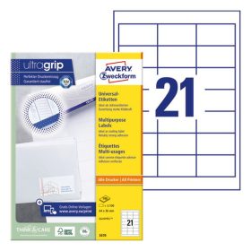   Etikett AVERY 3670 64x36mm univerzális 2100 címke/doboz 100 ív/doboz