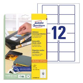   Etikett AVERY L4742REV-25 78,7x46,6mm visszaszedhető 300 címke/doboz 25 ív/doboz