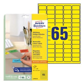  Etikett AVERY L4793-20 38,1x21,2mm sárga 1300 címke/doboz 20 ív/doboz