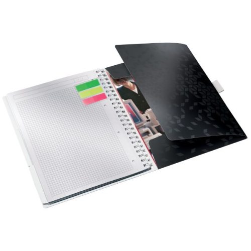 Spirálfüzet kockás LEITZ Wow Active A/4 80 lapos fekete