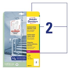   Etikett AVERY L8002-10 210x148mm antimikrobiális fehér 20 címke/doboz 10 ív/doboz