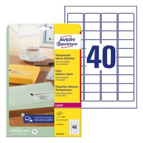   Etikett AVERY L4770-25 45,7x25,4 mm átlátszó 1000 címke/doboz 25 ív/doboz
