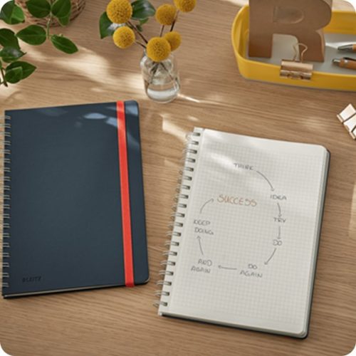 Spirálfüzet kockás LEITZ B/5 80 lapos Cosy Soft Touch keményfedeles bársonyszürke