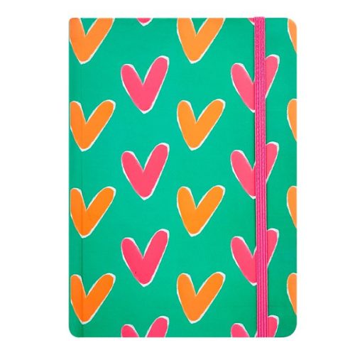 Jegyzetfüzet vonalas SPOKO A/5 96 lapos gumis keményfedeles kicsi szív