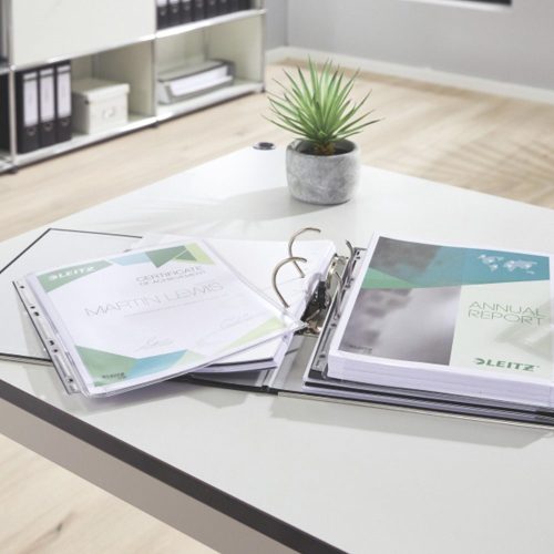 Lefűzhető genotherm LEITZ Jumbo A/4 170 mikron fémsínnel narancsos 3 darabos