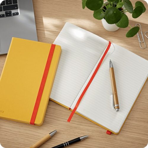 Beírókönyv vonalas LEITZ A/5 80 lapos Cosy Soft Touch keményfedeles melegsárga