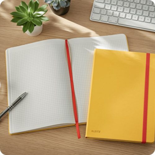 Beírókönyv kockás LEITZ B/5 80 lapos Cosy Soft Touch keményfedeles melegsárga