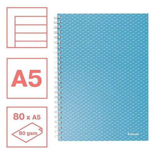 Spirálfüzet vonalas ESSELTE A/5 80 lapos Colour Breeze kék