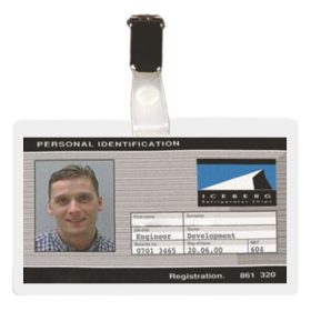   Névjegykitűző DJOIS önlamináló 104x74 mm átlátszó 25 darabos