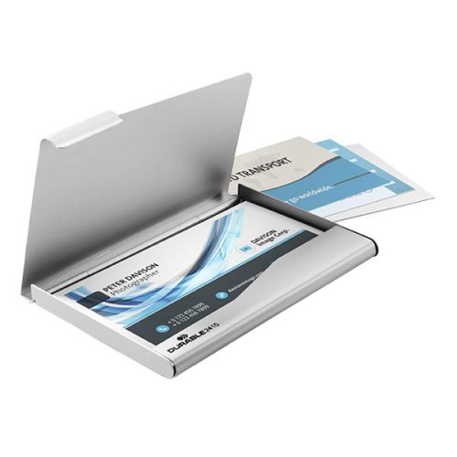 Névjegytartó tárca DURABLE fém 20 darabos ezüst