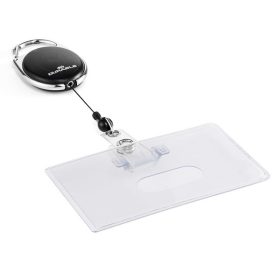   Azonosítókártya tartó DURABLE karabineres kihúzható 1 kártyához fekete