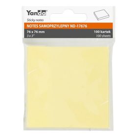 Öntapadós jegyzettömb YANDA 76x76 mm 100 lap sárga