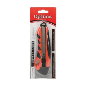   Univerzális vágókés OPTIMA műanyag test gumi fógó rész fém sínnel 18mm fekete piros