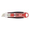 Univerzális vágókés WEDO 18 mm biztonsági 13,6 cm fém test gumi fogórész fém sínnel piros rövid pengével