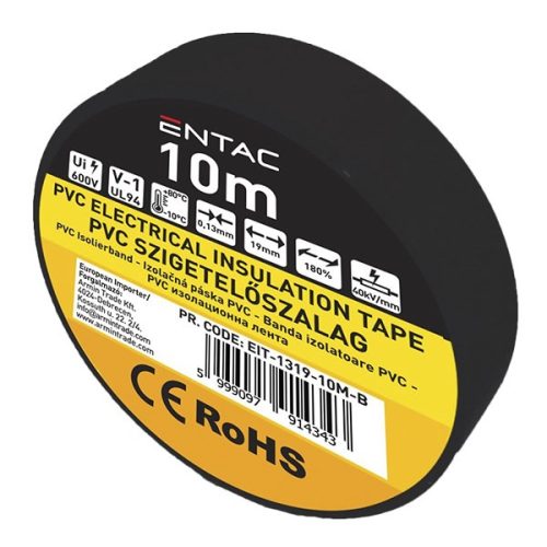 Szigetelőszalag ENTAC 19mmx10m fekete