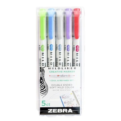 Szövegkiemelő készlet kétvégű ZEBRA Mildliner cool & refined 1,4-4,0 mm 5 darabos