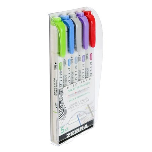 Szövegkiemelő készlet kétvégű ZEBRA Mildliner cool & refined 1,4-4,0 mm 5 darabos