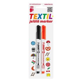 Textilmarker ICO T-Shirt slim M fekete+piros 2 darabos