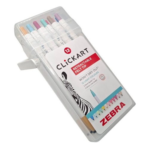 Filctoll  ZEBRA ClickArt nyomógombos vízbázisú 12 darabos