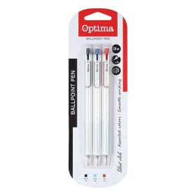   Golyóstoll OPTIMA nyomógombos Stella vegyes színek 1,0 mm 3 darabos