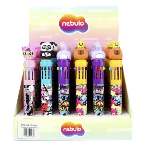 Golyóstoll NEBULO 0,7 mm 10 színű Funny Animals