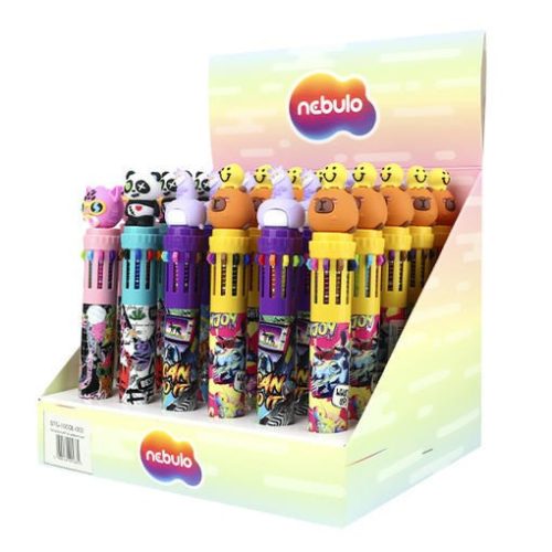 Golyóstoll NEBULO 0,7 mm 10 színű Funny Animals