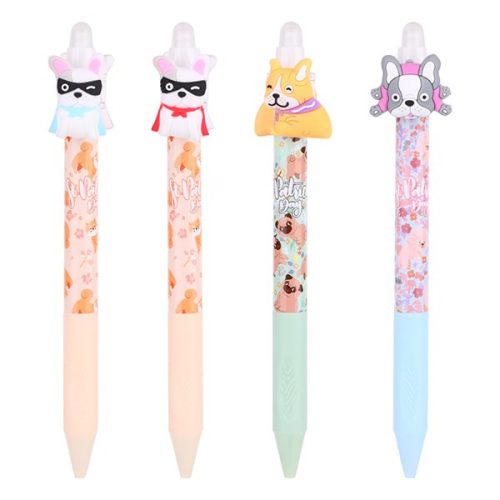 Zseléstoll NEBULO nyomógombos radírozható 0,7 mm Pörgetős kutyusok