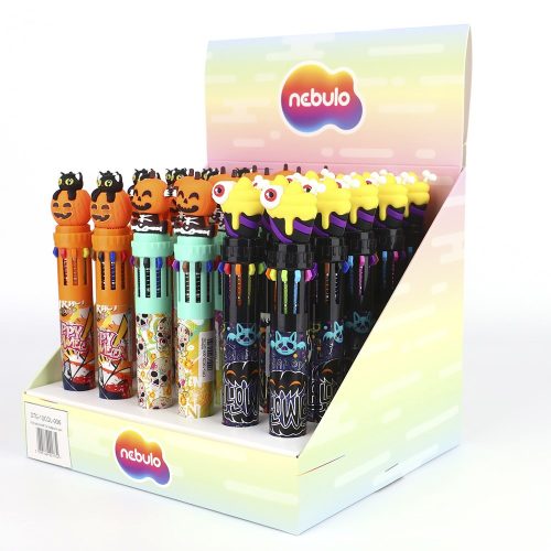 Golyóstoll NEBULO nyomógombos 10 színű 0,5mm halloween