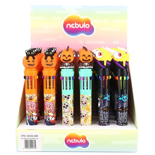 Golyóstoll NEBULO nyomógombos 10 színű 0,5mm halloween