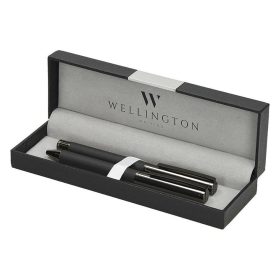   Golyóstoll készlet WELLINGTON Stamford golyóstoll + rollertoll fekete díszdobozban