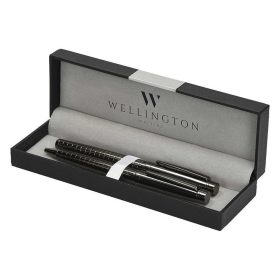   Golyóstoll készlet WELLINGTON York golyóstoll + rollertoll antracit díszdobozban