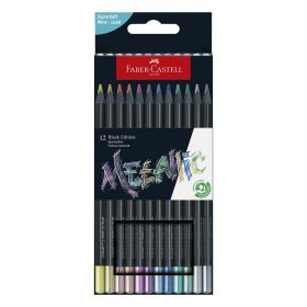   Színes ceruza FABER-CASTELL Black Edition háromszögletű fekete testű metál 12 darabos