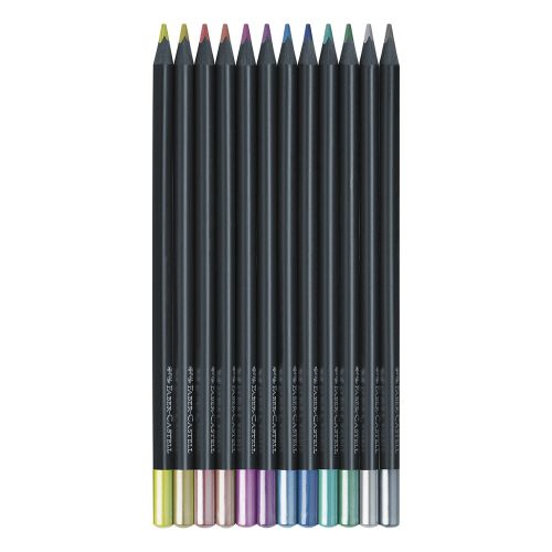 Színes ceruza FABER-CASTELL Black Edition háromszögletű fekete testű metál 12 darabos