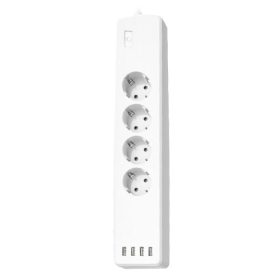   Kábel hosszabbító HAMA 4 aljzat + 4xUSB-A 1,7m túlfeszültség védett okos WIFI fehér