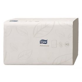   Kéztörlő hajtogatott TORK Soft Singlefold  Advanced  H3 ("Z") 25x23 cm 250 lapos fehér 2 rétegű 15 csomag/karton