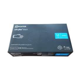   Gumikesztyű egyszer használatos nitril púdermentes fekete M 100 darabos
