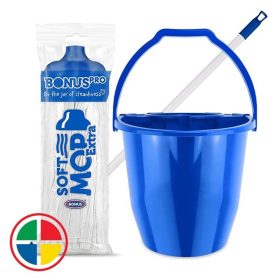   Felmosó szett BONUS extra vödör 11L+ 120cm nyél + softmop pótfej kék