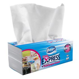   Kéztörlő hajtogatott OOOPS! Express ("V") 25x21 cm 150 lap 2 rétegű fehér 12 doboz/karton