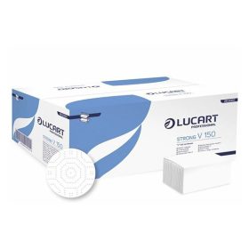   Kéztörlő hajtogatott LUCART Strong ("V") 23x25 cm 150 lapos fehér 2 rétegű