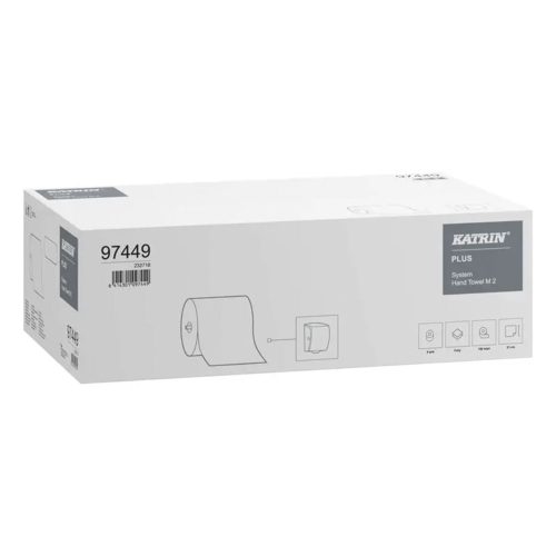 Kéztörlő tekercses KATRIN Plus System Towel 19 cm 150 m 2 rétegű fehér