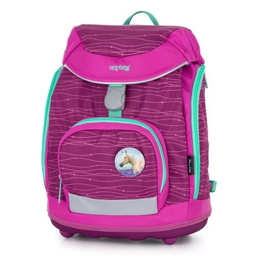 Iskolatáska szett OXY SHERPY 4 részes Pink tolltartóval, tornazsákkal és cserélhető matricával