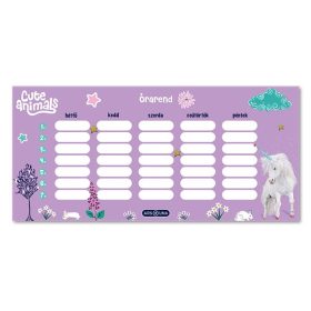 Órarend ARS UNA egylapos kétoldalas Cute Animals-Unicorn