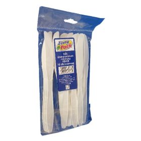 Kés újrahasználható PS műanyag fehér 15 darabos