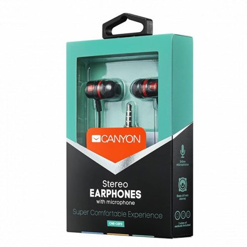 Fülhallgató CANYON CEP3R mikrofonos Black/Red