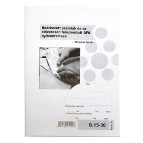 Nyomtatvány beérkező számla és áfa nyilvántartó