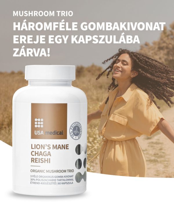 USA medical Gomba-trió kapszula – Reishi, Chaga és Lion’s Mane 60 db